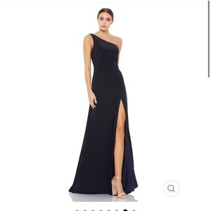 Brand New Max Duggal One Shoulder Ruched Jersey Evening Gown- Midnight Size 4